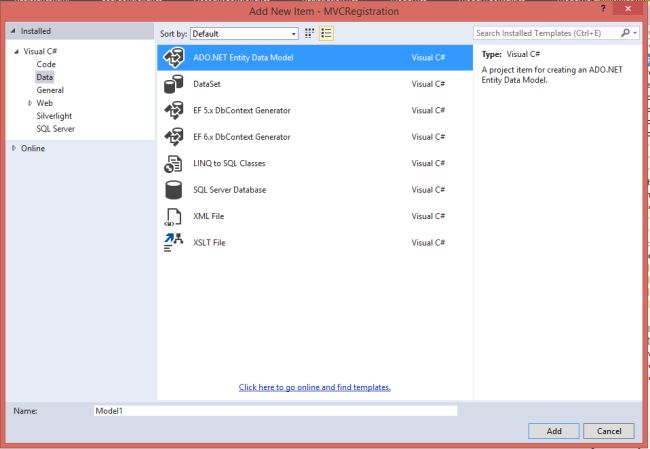 Add Data Enity Model